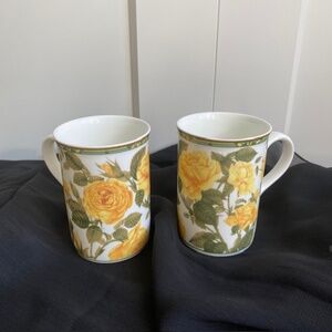 Royal Bone China Collector's Series Yellow Rose Mugs